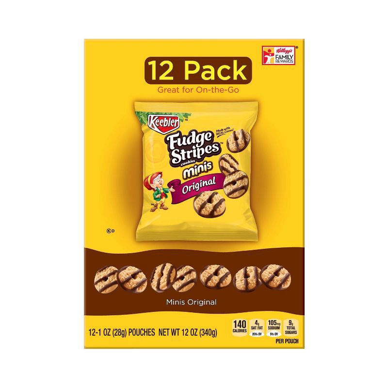 slide 2 of 5, Keebler Fudge Stripes Minis Original Cookies - 12ct, 12 ct