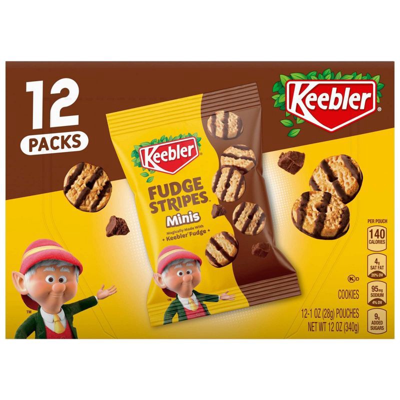 slide 1 of 6, Keebler Fudge Stripes Minis Original Cookies - 12oz/12ct, 12 ct; 12 oz