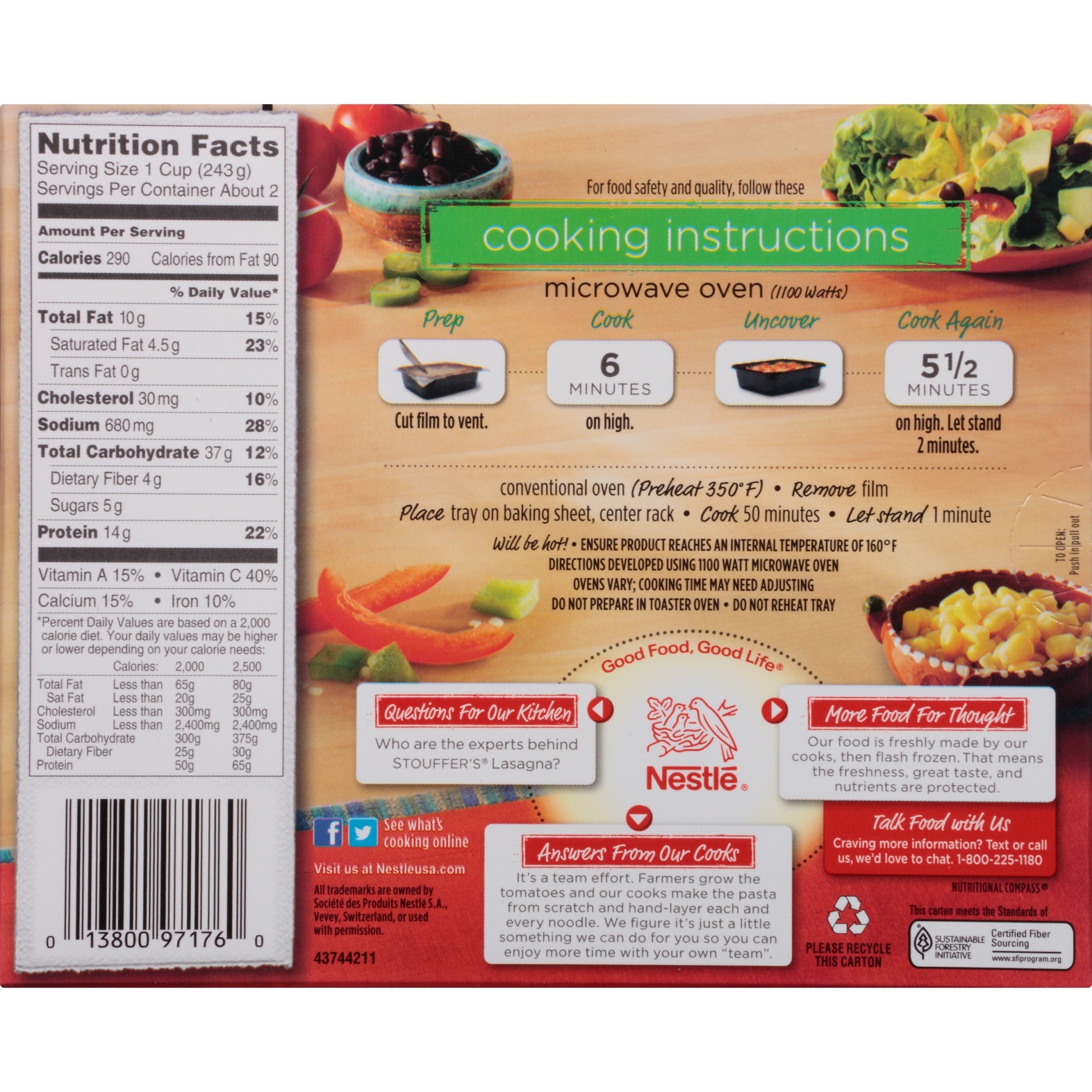 slide 3 of 8, Stouffer's Satisfying Servings Mexican Style Lasagna, 18 oz