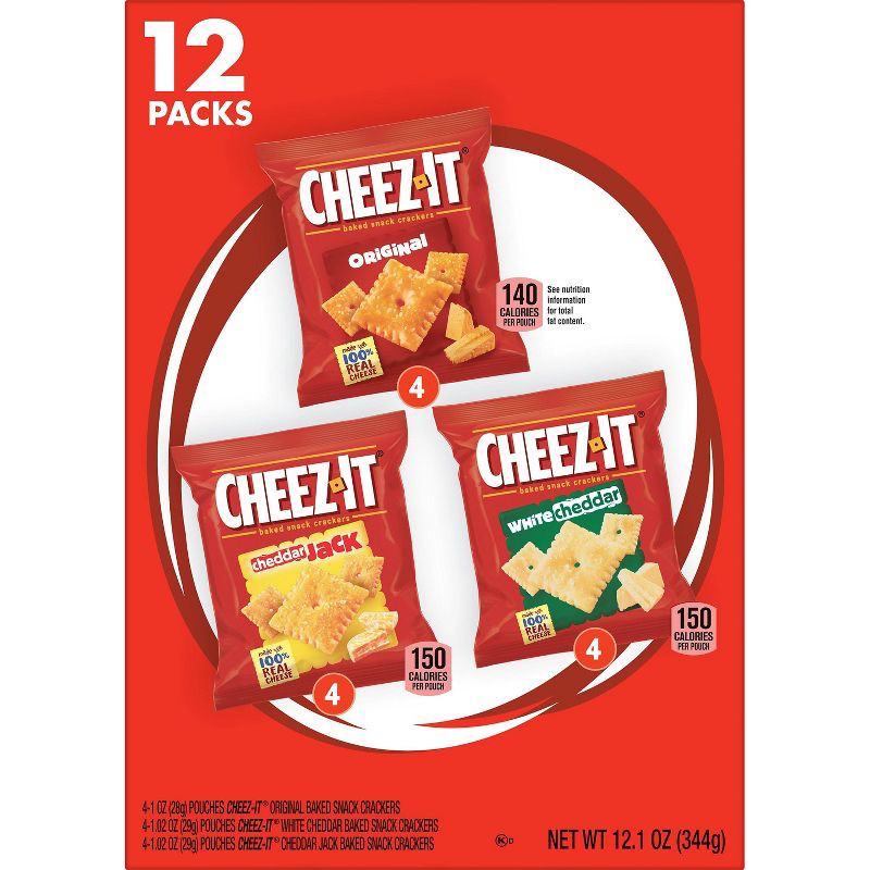 slide 2 of 9, Cheez-It Baked Snack Crackers Variety Pack 12ct, 12 ct