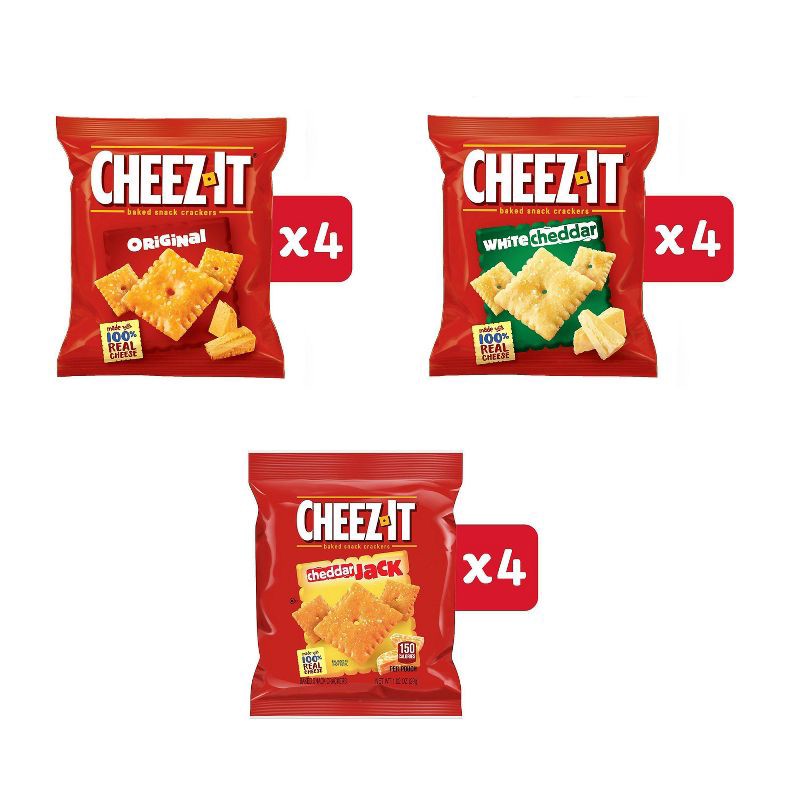 slide 3 of 9, Cheez-It Baked Snack Crackers Variety Pack 12ct, 12 ct