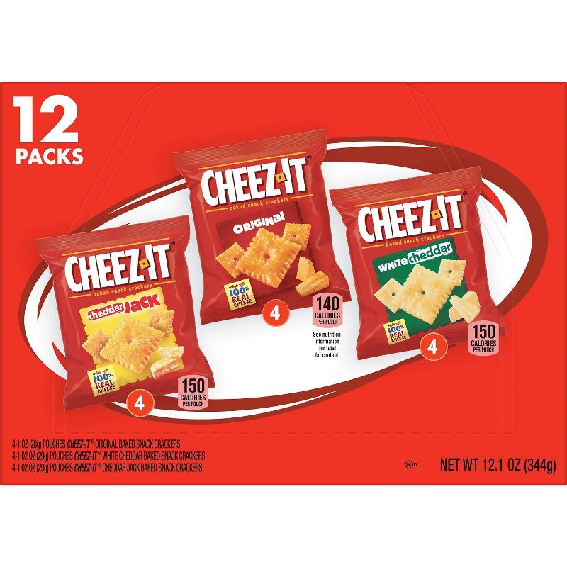 slide 7 of 9, Cheez-It Baked Snack Crackers Variety Pack 12ct, 12 ct