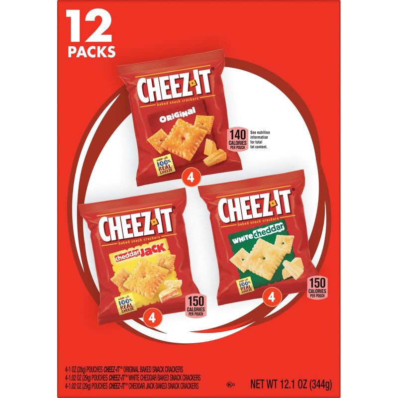 slide 8 of 10, Cheez-It Baked Snack Crackers Variety Pack - 12.1oz/12ct, 12.1 oz, 12 ct
