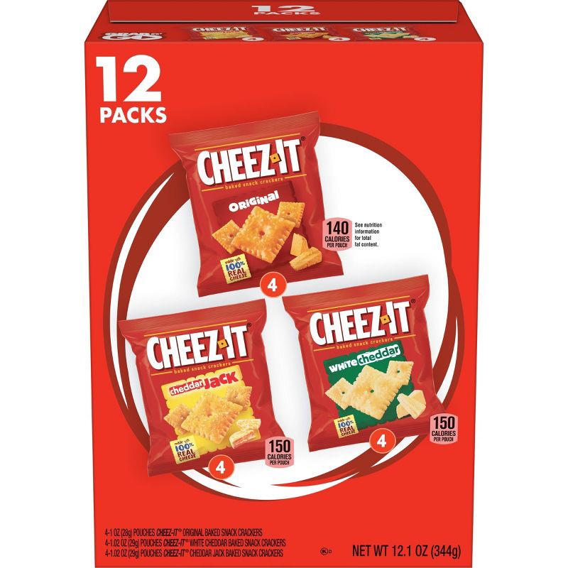 slide 1 of 10, Cheez-It Baked Snack Crackers Variety Pack - 12.1oz/12ct, 12.1 oz, 12 ct