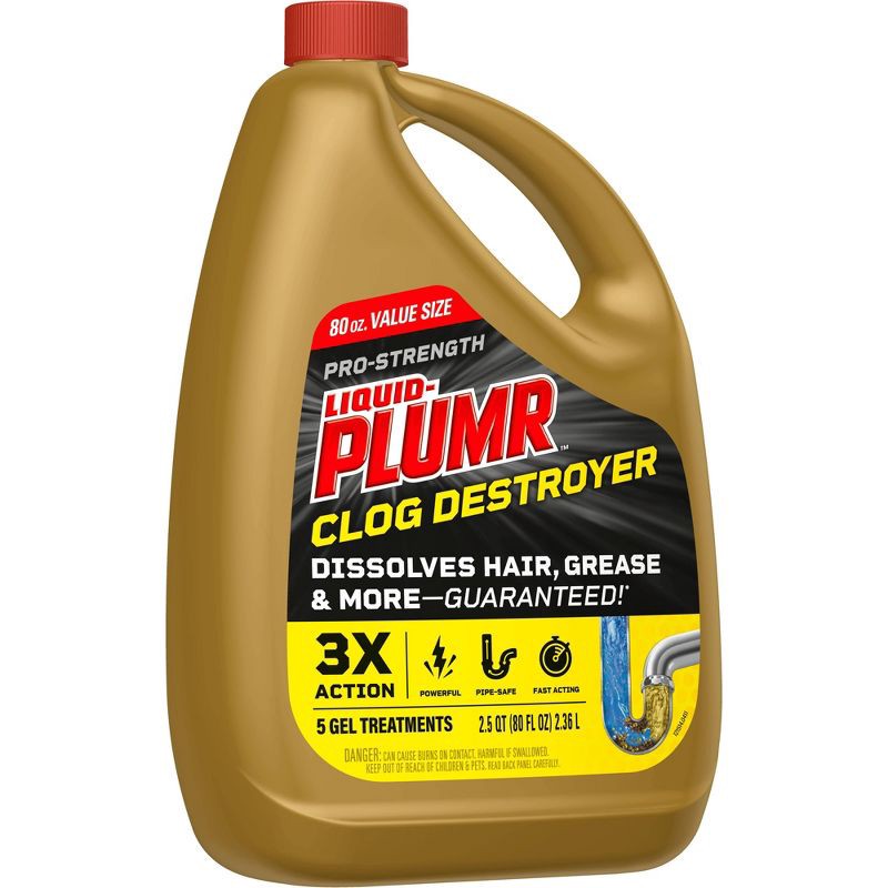 slide 12 of 17, Liquid-Plumr Pro-Strength Full Clog Destroyer Plus PipeGuard - 80 fl oz, 80 fl oz