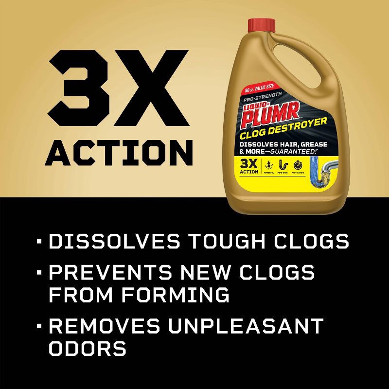 slide 5 of 17, Liquid-Plumr Pro-Strength Full Clog Destroyer Plus PipeGuard - 80 fl oz, 80 fl oz