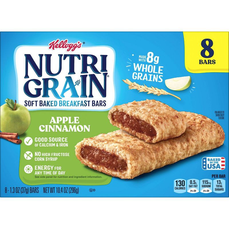 slide 2 of 8, Nutri-Grain Apple Cinnamon Soft Baked Breakfast Bars - 8ct/10.4oz, 8 ct; 10.4 oz