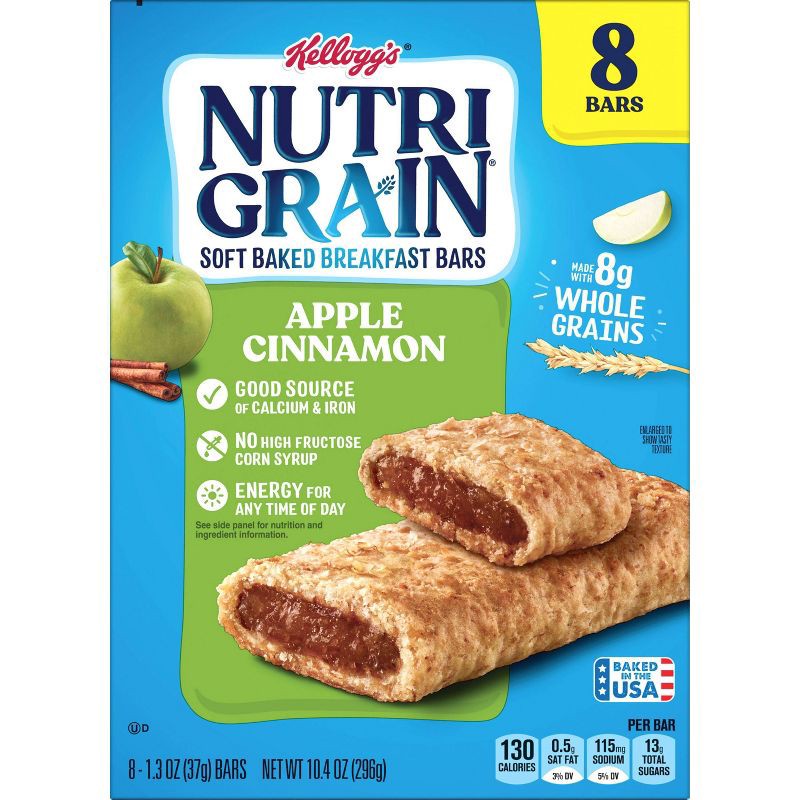 slide 6 of 8, Nutri-Grain Apple Cinnamon Soft Baked Breakfast Bars - 8ct/10.4oz, 8 ct; 10.4 oz