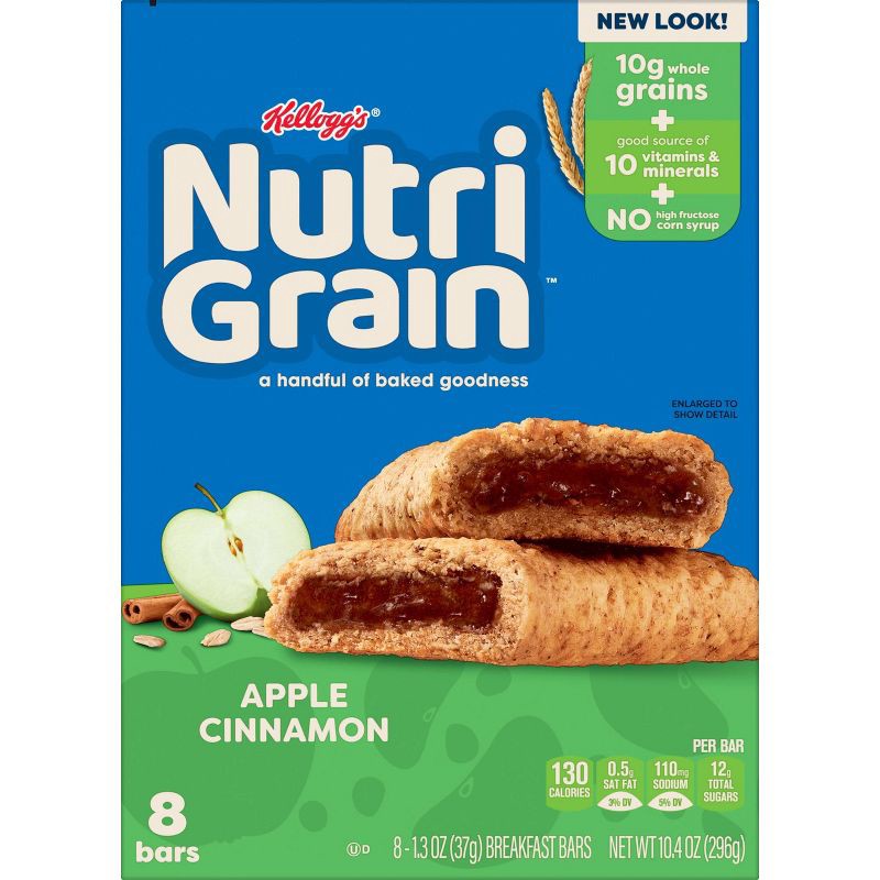 slide 10 of 10, Nutri-Grain Apple Cinnamon Soft Baked Breakfast Bars - 8ct/10.4oz, 8 ct; 10.4 oz