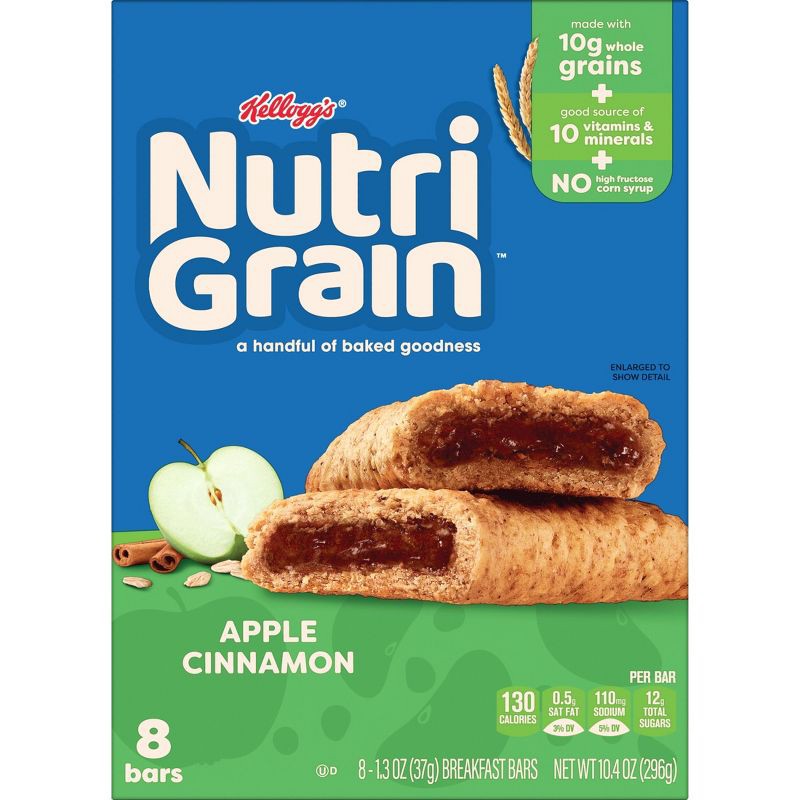 slide 10 of 10, Nutri-Grain Apple Cinnamon Soft Baked Breakfast Bars - 8ct/10.4oz, 8 ct; 10.4 oz