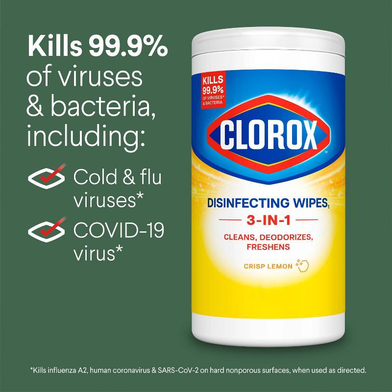 slide 7 of 14, Clorox Crisp Lemon Disinfecting Wipes Bleach Free Cleaning Wipes - 75ct, 75 ct