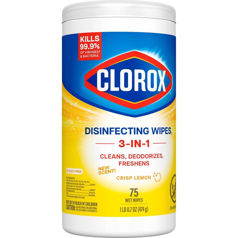 slide 8 of 13, Clorox Crisp Lemon Disinfecting Wipes Bleach Free Cleaning Wipes - 75ct, 75 ct