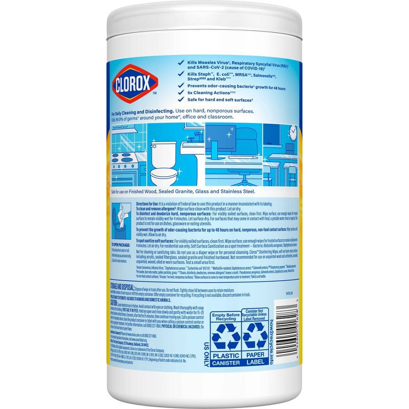 slide 10 of 14, Clorox Crisp Lemon Disinfecting Wipes Bleach Free Cleaning Wipes - 75ct, 75 ct