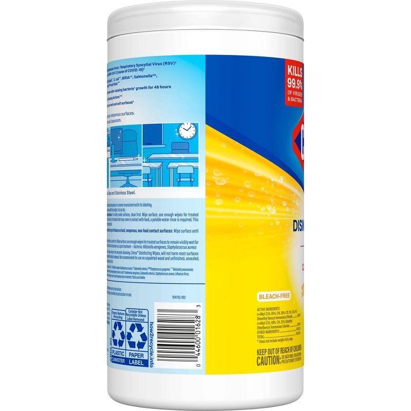 slide 10 of 13, Clorox Crisp Lemon Disinfecting Wipes Bleach Free Cleaning Wipes - 75ct, 75 ct