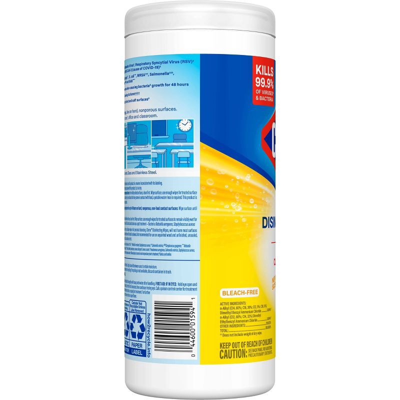 slide 9 of 12, Clorox Crisp Lemon Disinfecting Wipes Bleach Free Cleaning Wipes - 35ct, 35 ct