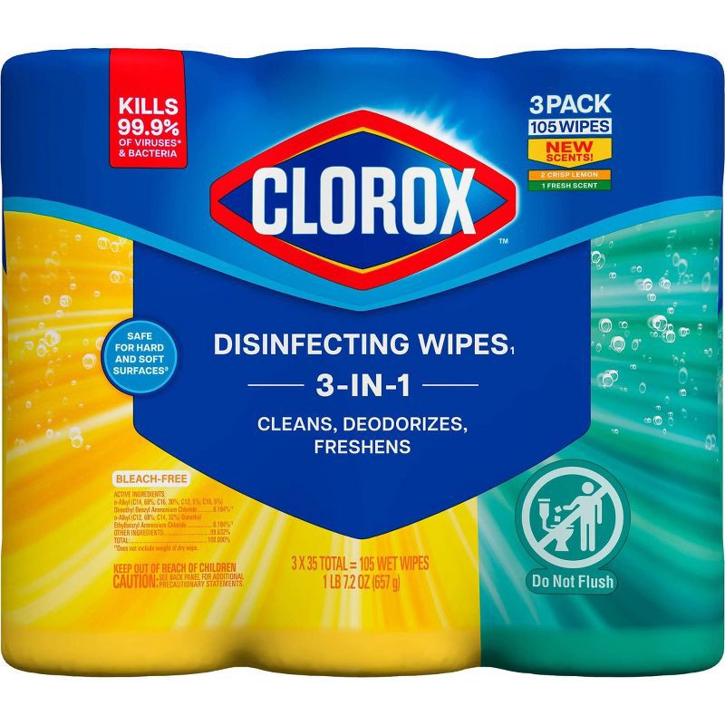 slide 2 of 15, Clorox Bleach Free Disinfecting Wipes Value Pack - 105ct/3pk, 105 ct, 3 ct