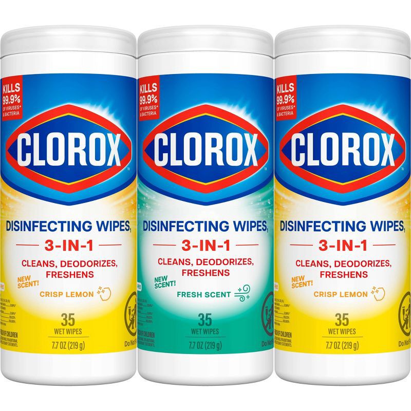 slide 8 of 14, Clorox Lemon & Fresh Bleach Free Disinfecting Wipes Value Pack - 105ct/3pk, 105 ct, 3 ct
