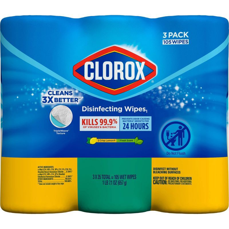 slide 9 of 11, Clorox Bleach Free Disinfecting Wipes Value Pack - 105ct/3pk, 105 ct, 3 ct