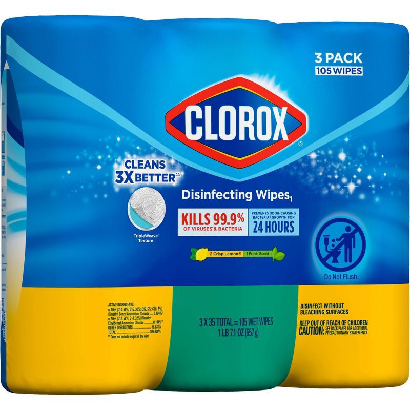 slide 10 of 11, Clorox Bleach Free Disinfecting Wipes Value Pack - 105ct/3pk, 105 ct, 3 ct