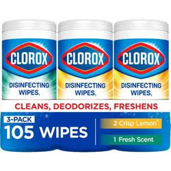 Clorox Lemon & Fresh Bleach Free Disinfecting Wipes Value Pack - 105ct/3pk