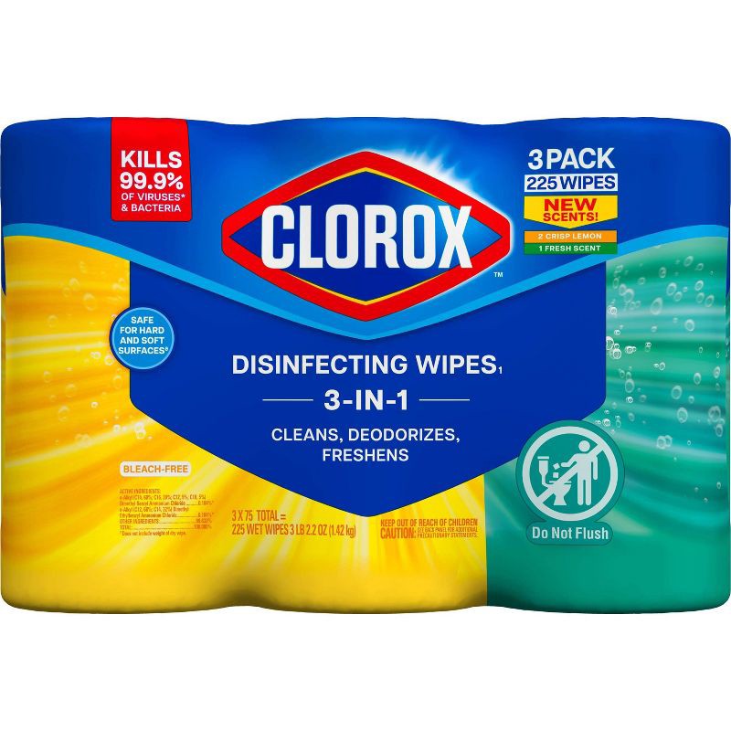slide 2 of 15, Clorox Disinfecting Wipes Value Pack Bleach Free Cleaning Wipes - 75ct/3pk, 75 ct, 3 ct