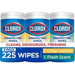 Clorox Fresh Scent and Crisp Lemon Limited Edition Back to School Variety Pack Disinfecting Cleaning Wipes - 225ct/3pk