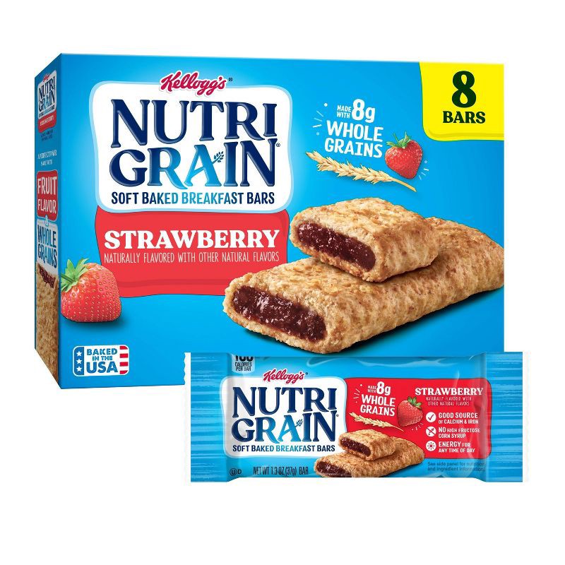 slide 1 of 8, Nutri-Grain Strawberry Soft Baked Breakfast Bars - 8ct/10.4oz, 8 ct; 10.4 oz