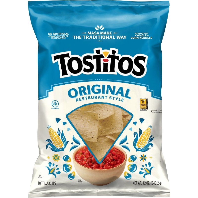 slide 1 of 10, Tostitos Original Restaurant Style Tortilla Chips – 12oz: Gluten-Free, No Preservatives, 12 oz