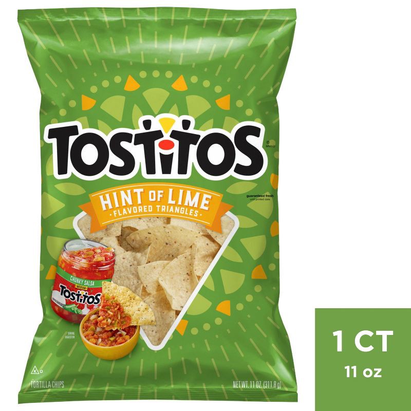 slide 1 of 3, Tostitos Hint Of Lime Tortilla Chips - 11oz, 11 oz