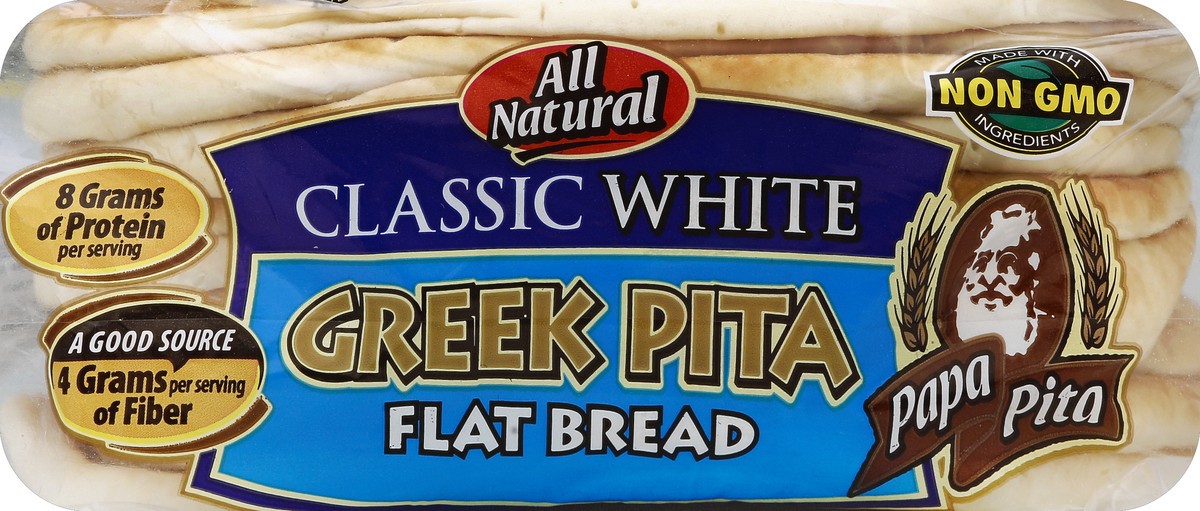 slide 4 of 5, Papa Pita Flat Bread, Greek Pita, White, 12 ct