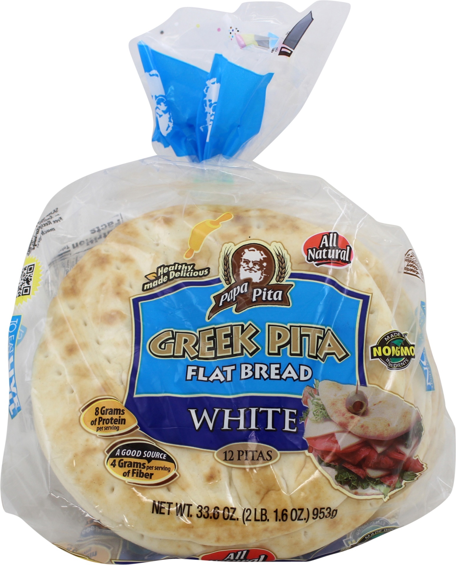 slide 1 of 5, Papa Pita Flat Bread, Greek Pita, White, 12 ct