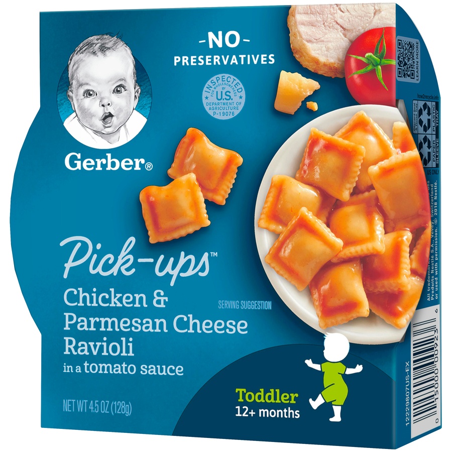 slide 4 of 8, Gerber Pick-Ups Mealtime for Toddler Chicken & Parmesan Cheese Ravioli 4.5 oz, 4.5 oz