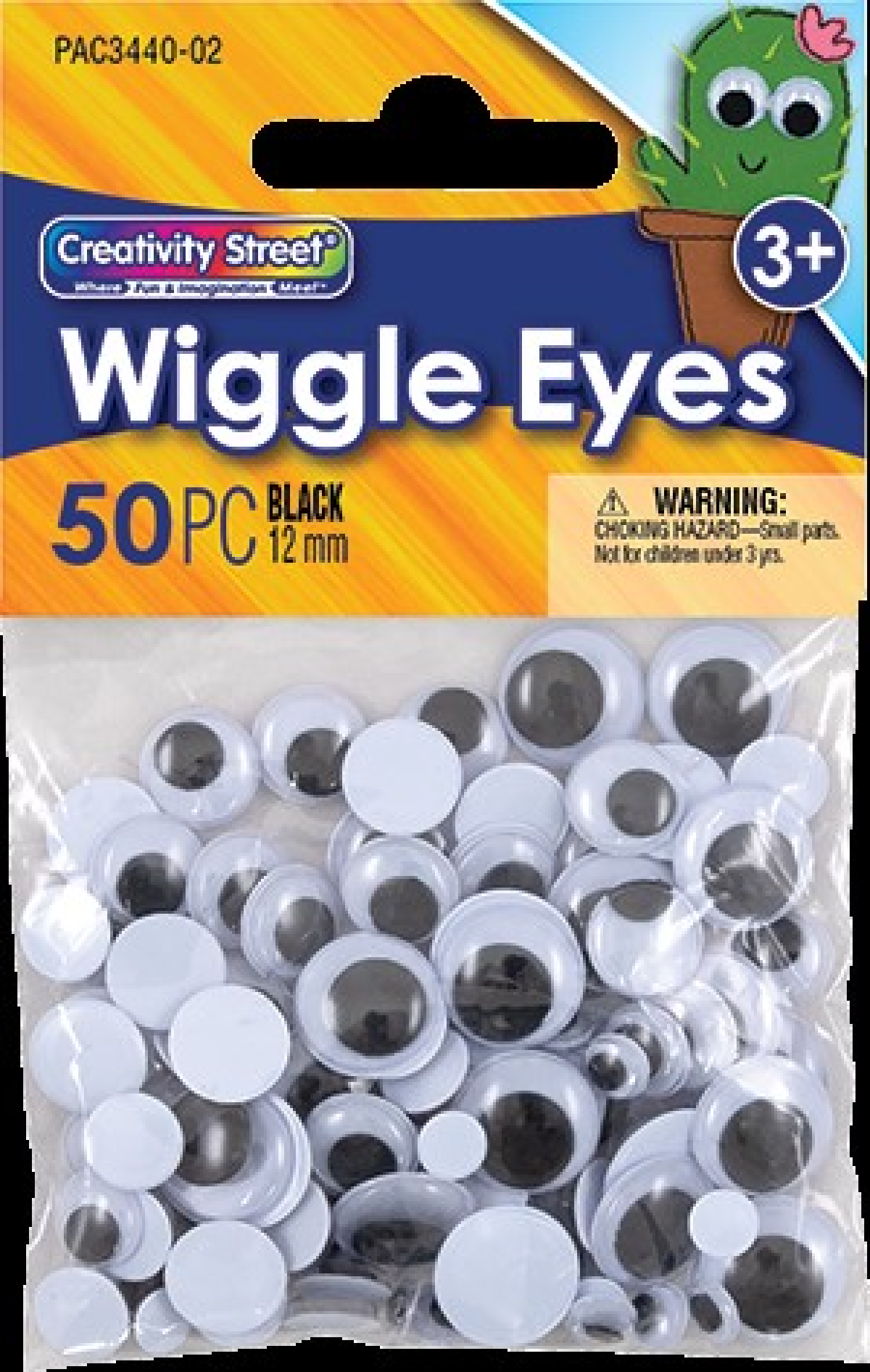 slide 1 of 1, Creativity Street Wiggle Eyes, Black, 12 mm, 50 ct