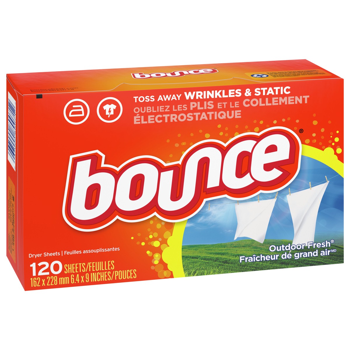 slide 6 of 6, Bounce Outdoor Fresh Scented Fabric Softener Dryer Sheets, 120 Count, 120 ct