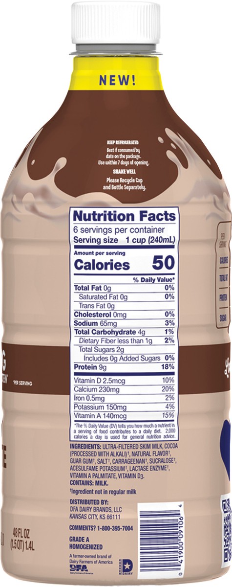 slide 6 of 14, Dairypure Milk50 Fat Free Chocolate Lactose Free Ultra-pasteurized 48 Fluid Ounce Plastic Bottle - 48 FZ, 48 fl oz