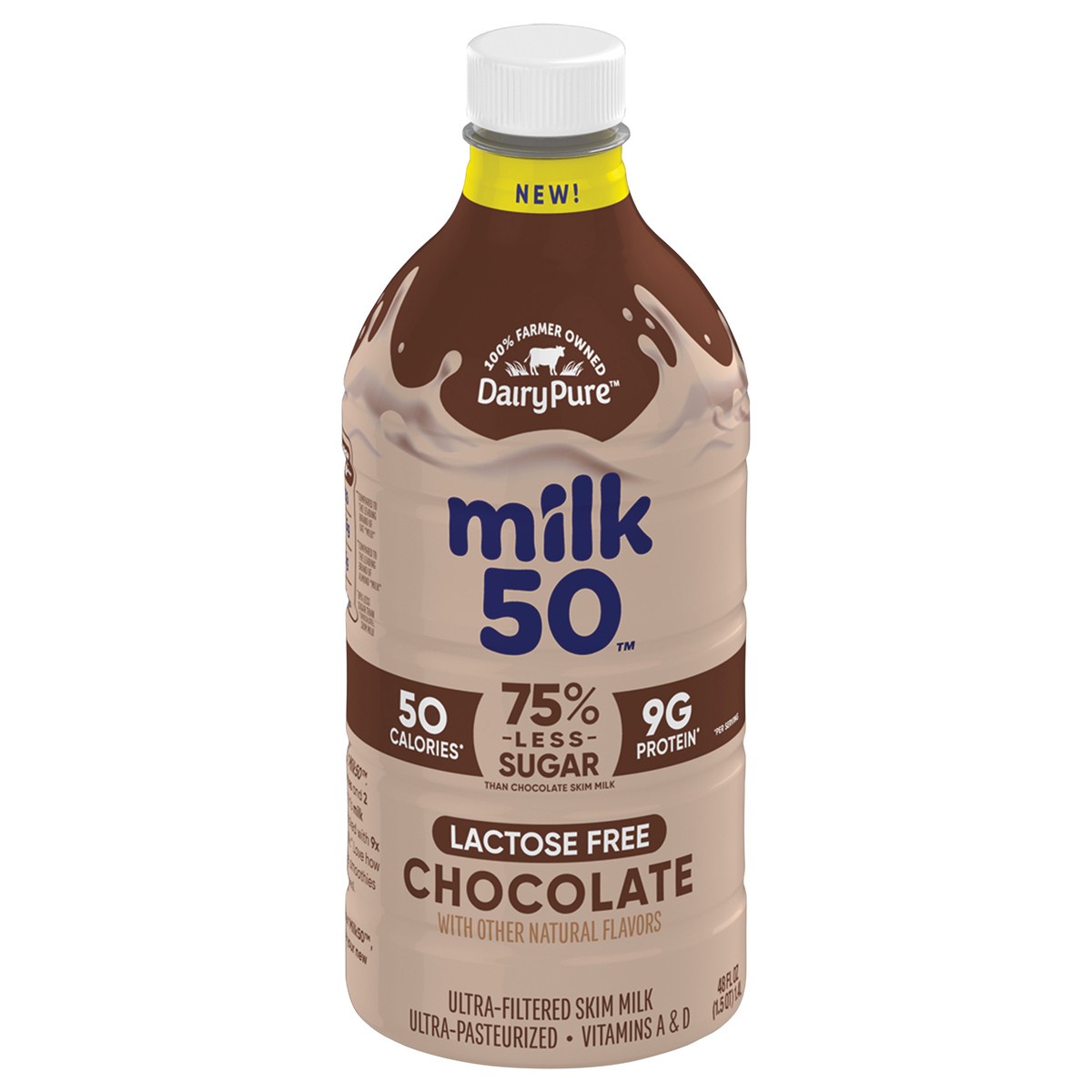 slide 13 of 14, Dairypure Milk50 Fat Free Chocolate Lactose Free Ultra-pasteurized 48 Fluid Ounce Plastic Bottle - 48 FZ, 48 fl oz