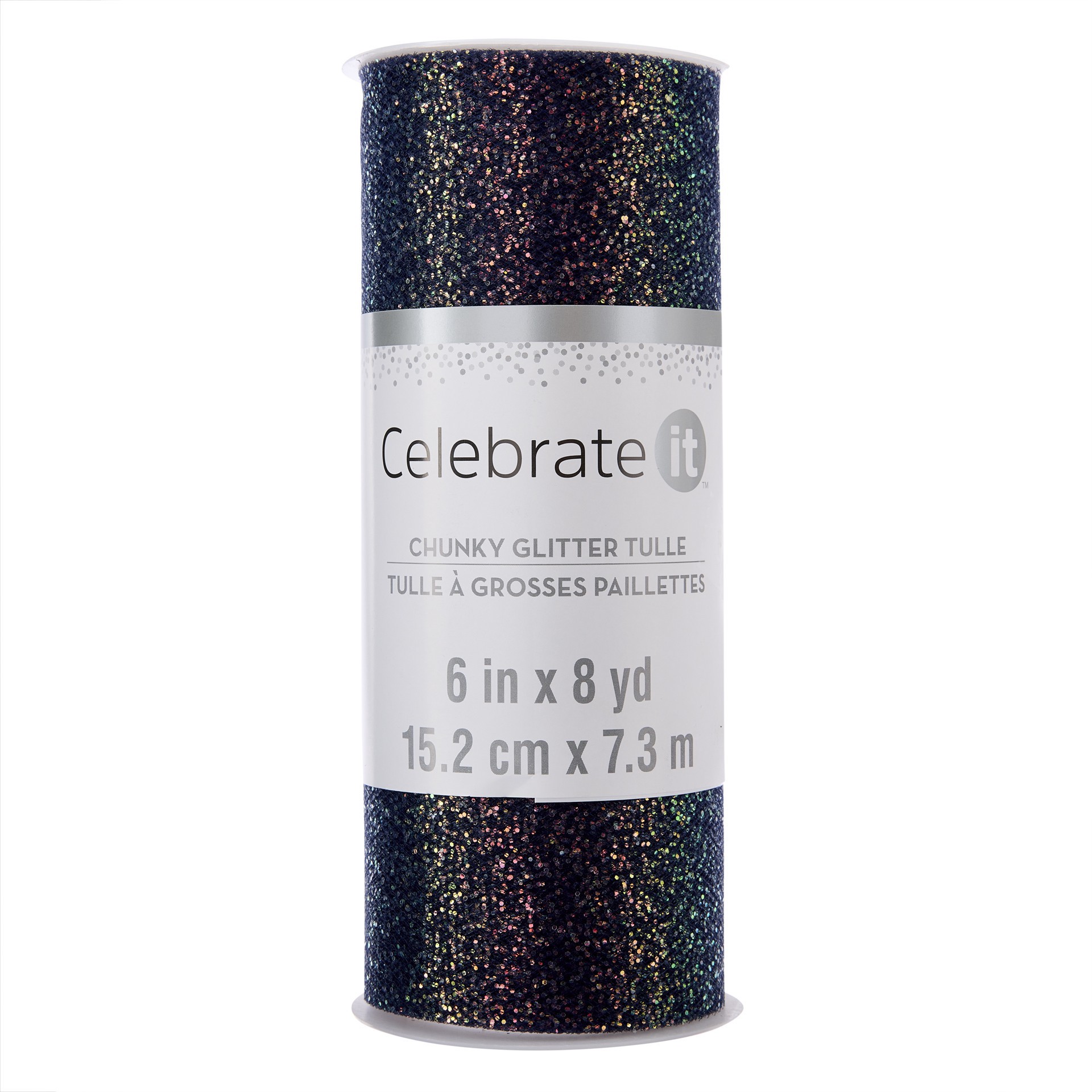 slide 5 of 7, 6" X 8yd. Iridescent Chunky Glitter Tulle By Celebrate It, 6 in x 8 yd