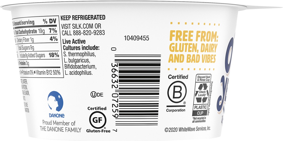 slide 5 of 10, Silk Oat Yeah Oat Milk Dairy-Free Yogurt Alternative, The Vanilla One, Gluten-Free, Vegan, Non-GMO Project Verified, 5.3 oz., 5.3 oz