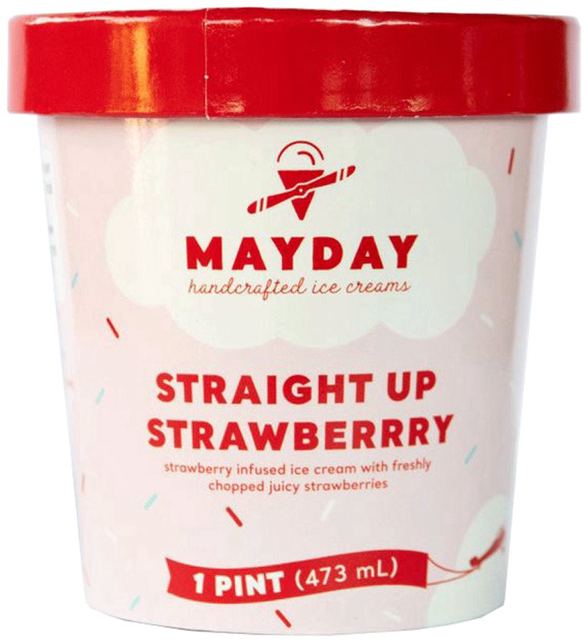 slide 1 of 1, Mayday Straight Up Strawberry Ice Cream, 16 oz