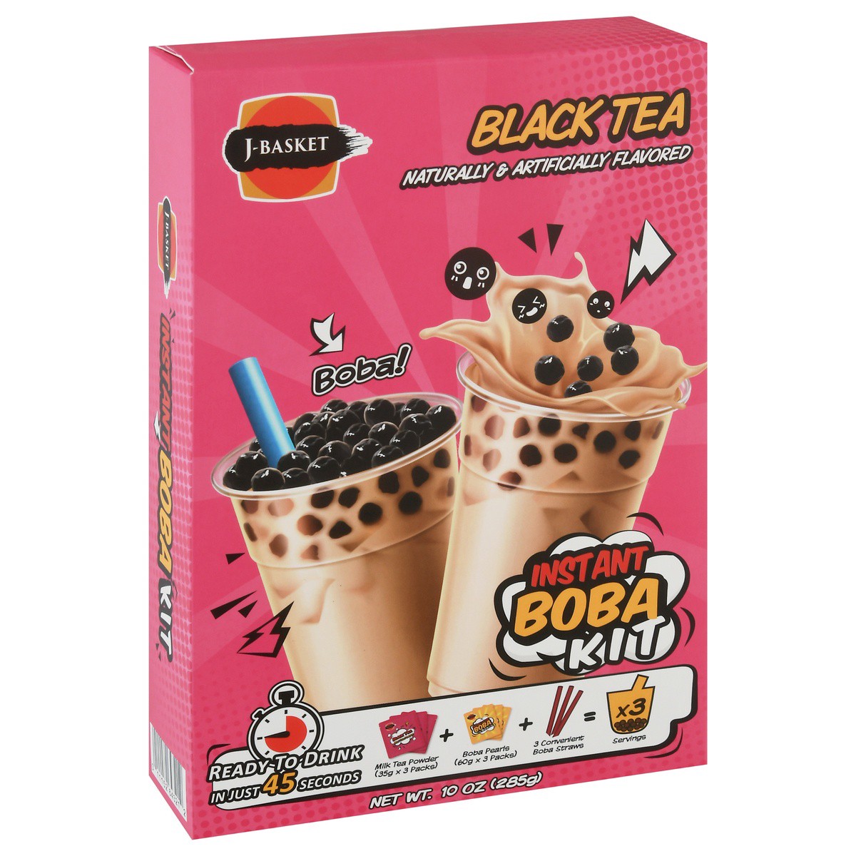 slide 1 of 9, J-Basket Black Tea Instant Boba Kit 10 oz, 3 ct; 10 oz