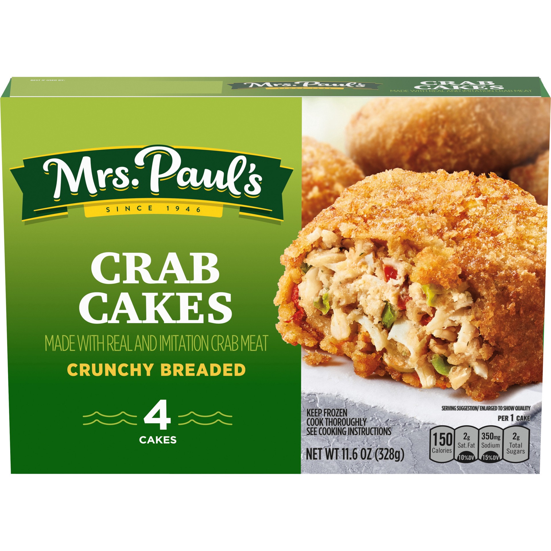 slide 1 of 5, Mrs. Paul's Crunchy Breaded Crab Cakes, 11.6 oz. 4-Count, 