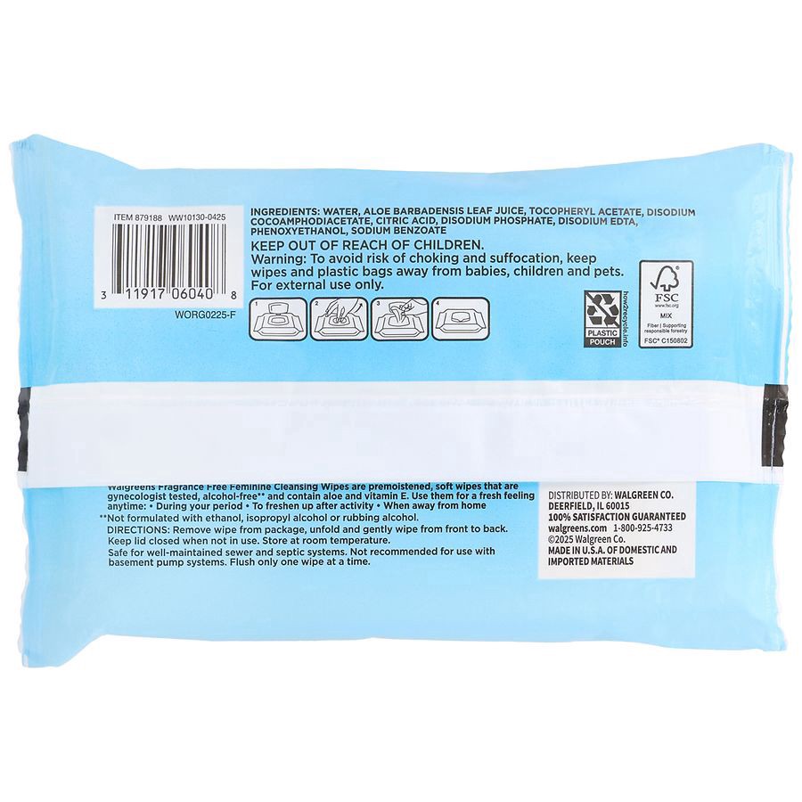 slide 4 of 5, Walgreens Feminine Cleansing Wipes Fragrance Free, 32 ct
