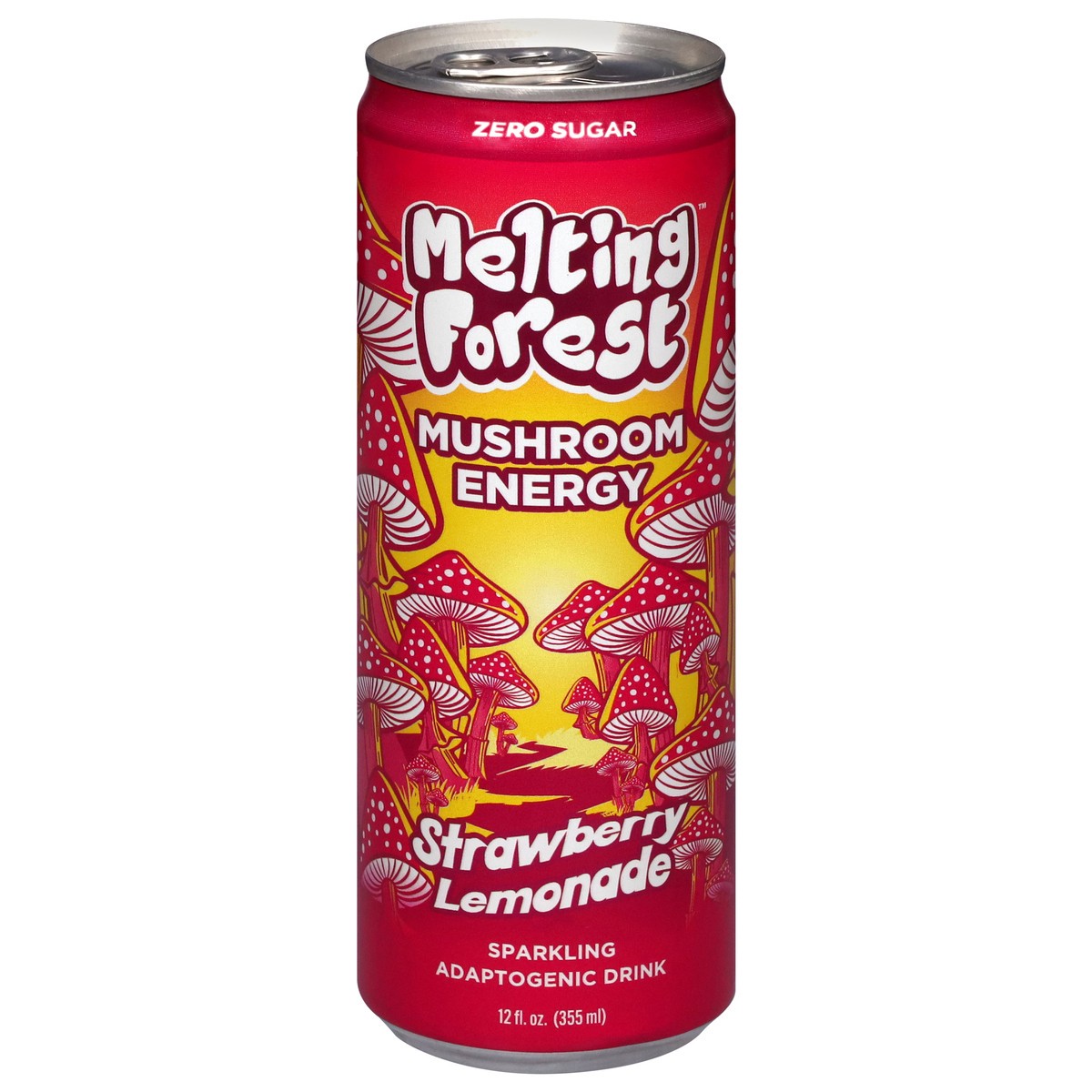 slide 1 of 16, Melting Forest Zero Sugar Mushroom Energy Sparkling Strawberry Lemonade Adaptogenic Drink - 12 fl oz, 12 fl oz