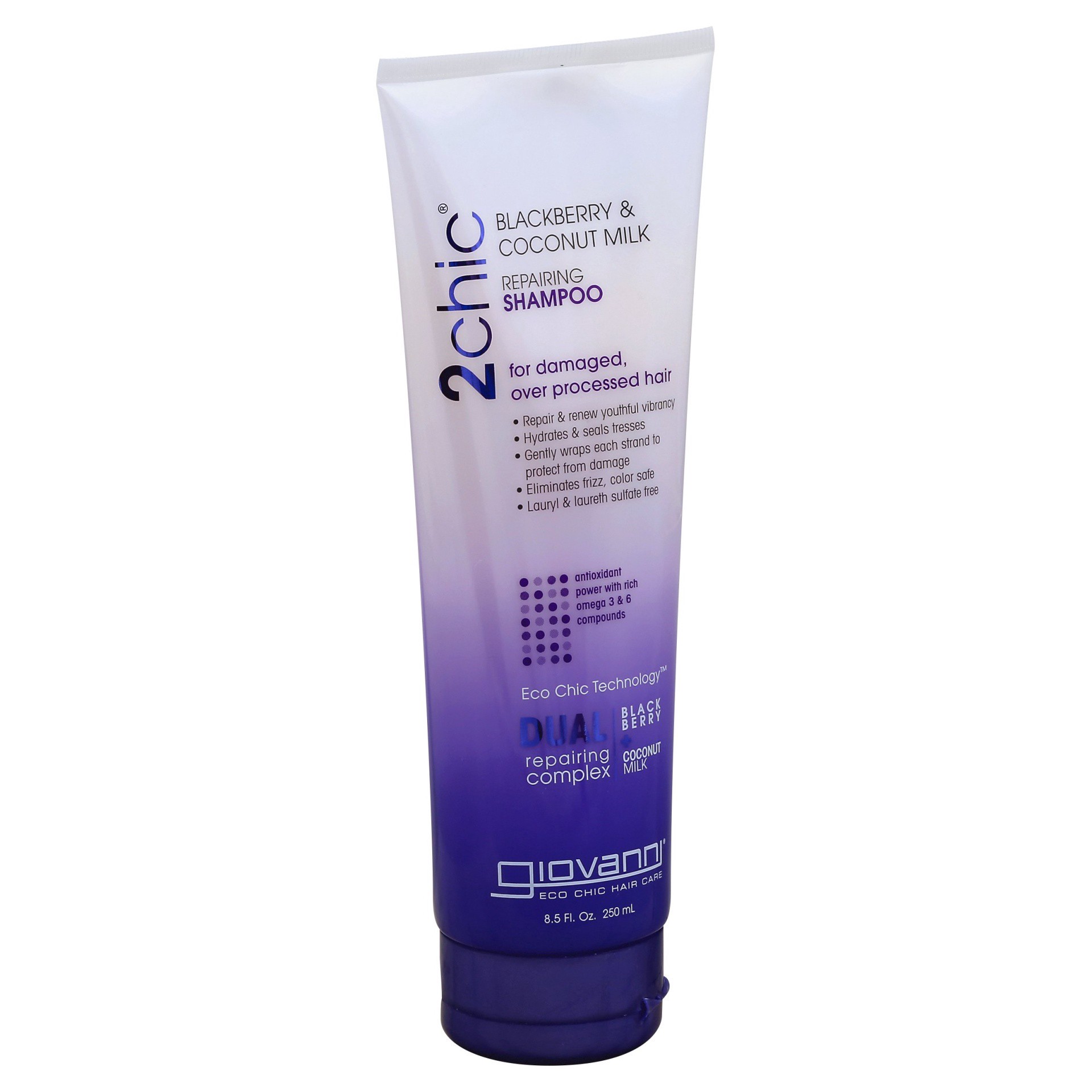 slide 1 of 10, Giovanni 2chic Blackberry & Coconut Milk Ultra-Repair Shampoo, 8.5 oz