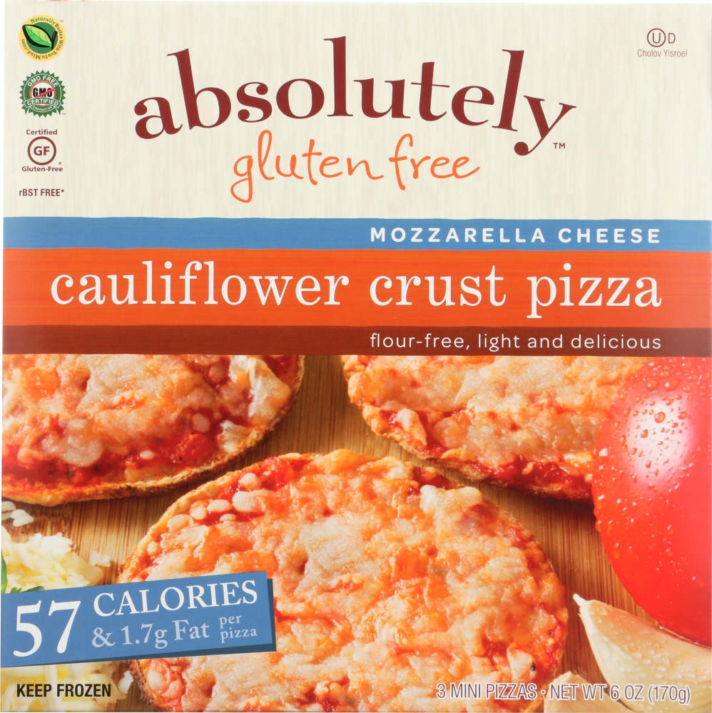 slide 1 of 2, Absolutely Gluten Free Cauliflower Crust Cheese Pizza, 6 oz