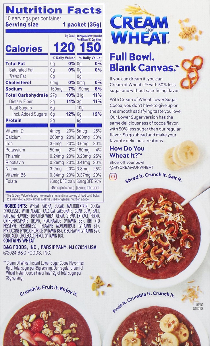 slide 10 of 14, Cream Of Wheat Instant Lower Sugar Cocoa 12.3oz - 12.3 OZ, 12.3 oz
