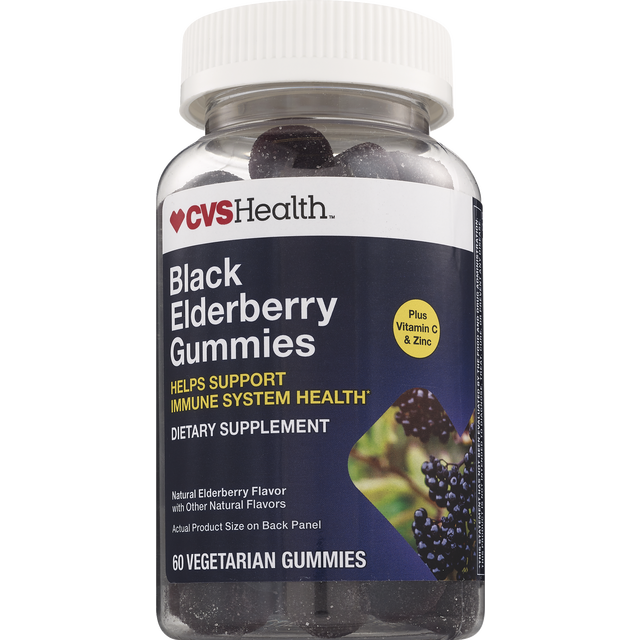 slide 1 of 1, CVS Black Elderberry 300Mg Veg Gummies W/Vitamin C&Zinc, 1 ct