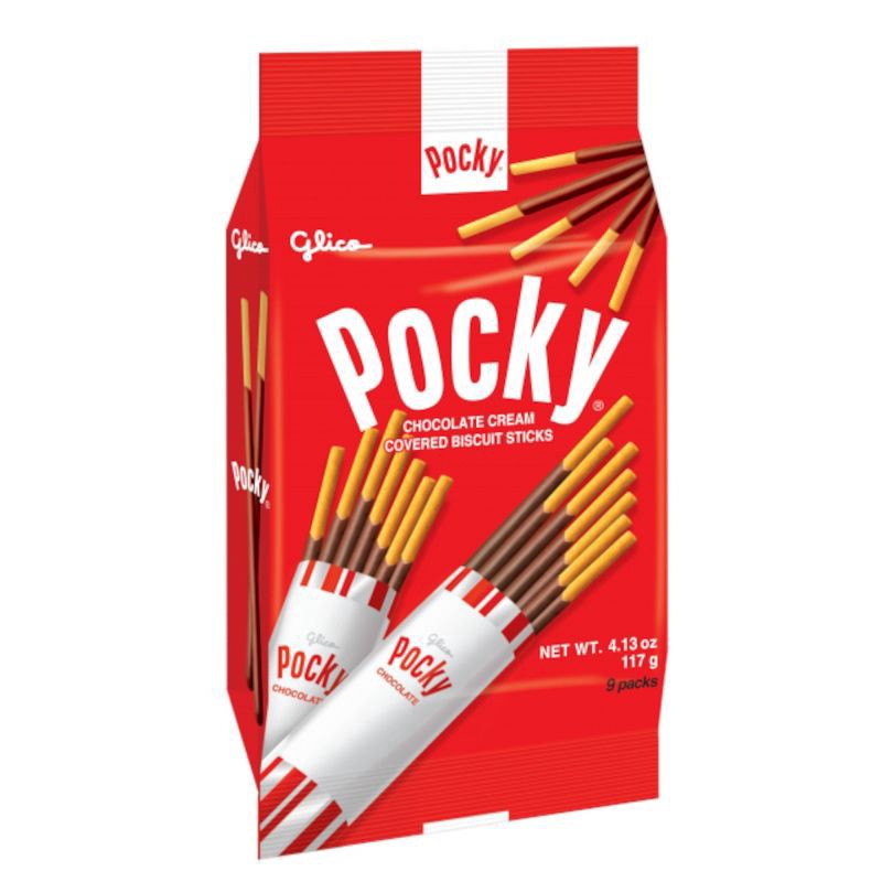 slide 1 of 3, Glico Pocky Chocolate Cream Covered Biscuit Sticks, 3.81 oz