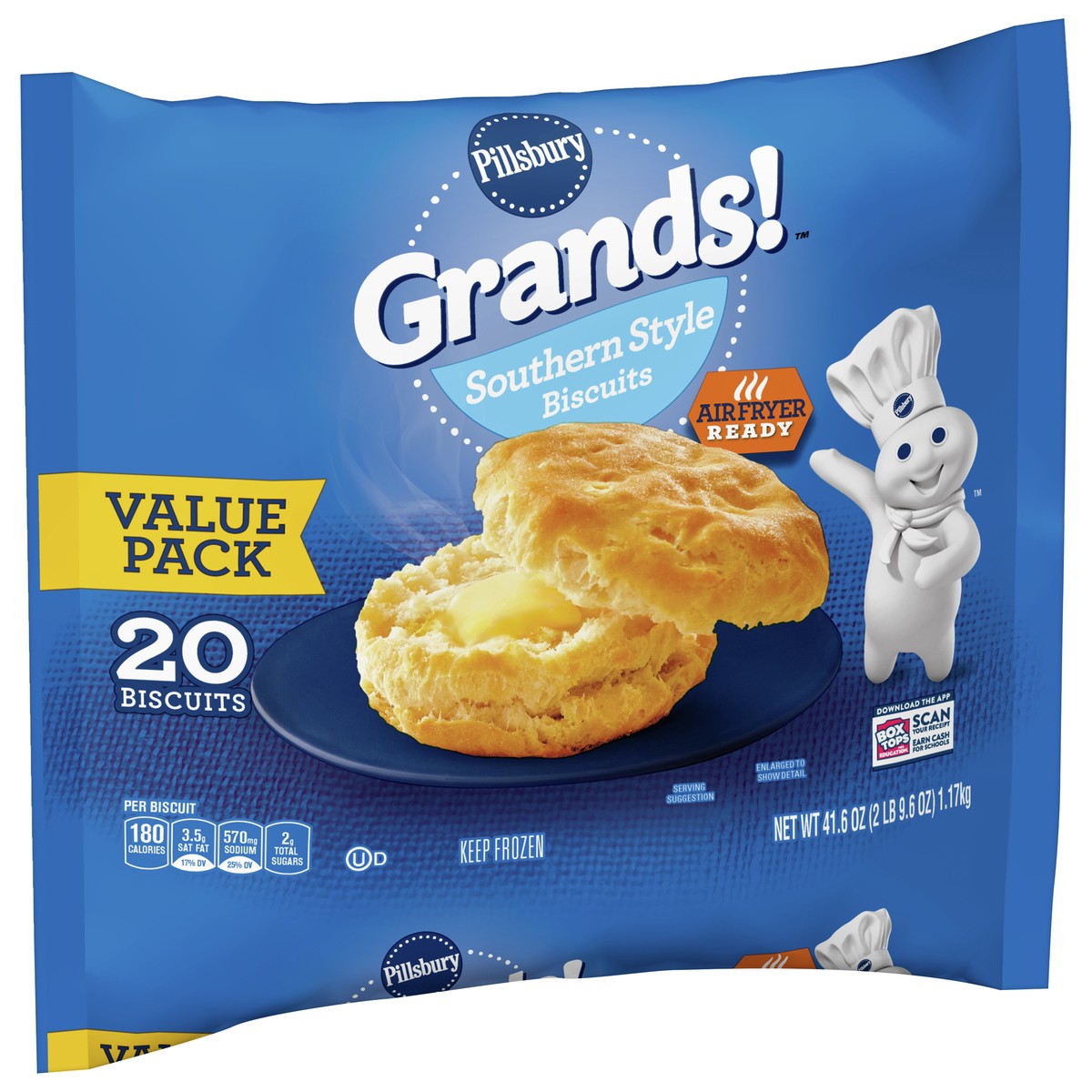 slide 3 of 9, Grands! Southern Style Frozen Breakfast Biscuits, Value Pack, 20 ct., 41.6 oz, 20 ct