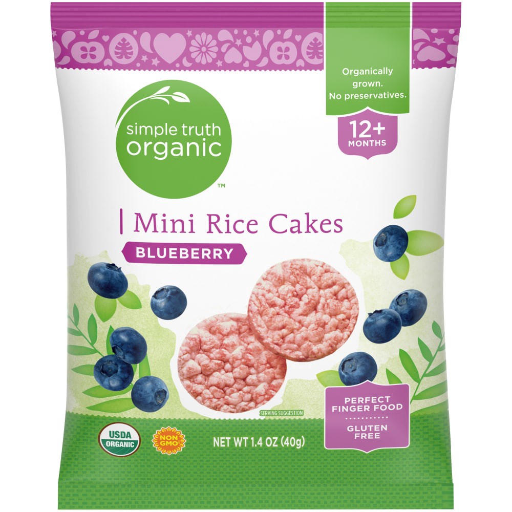 slide 1 of 4, Simple Truth Organic Mini Rice Cakes Blueberry, 1.4 oz